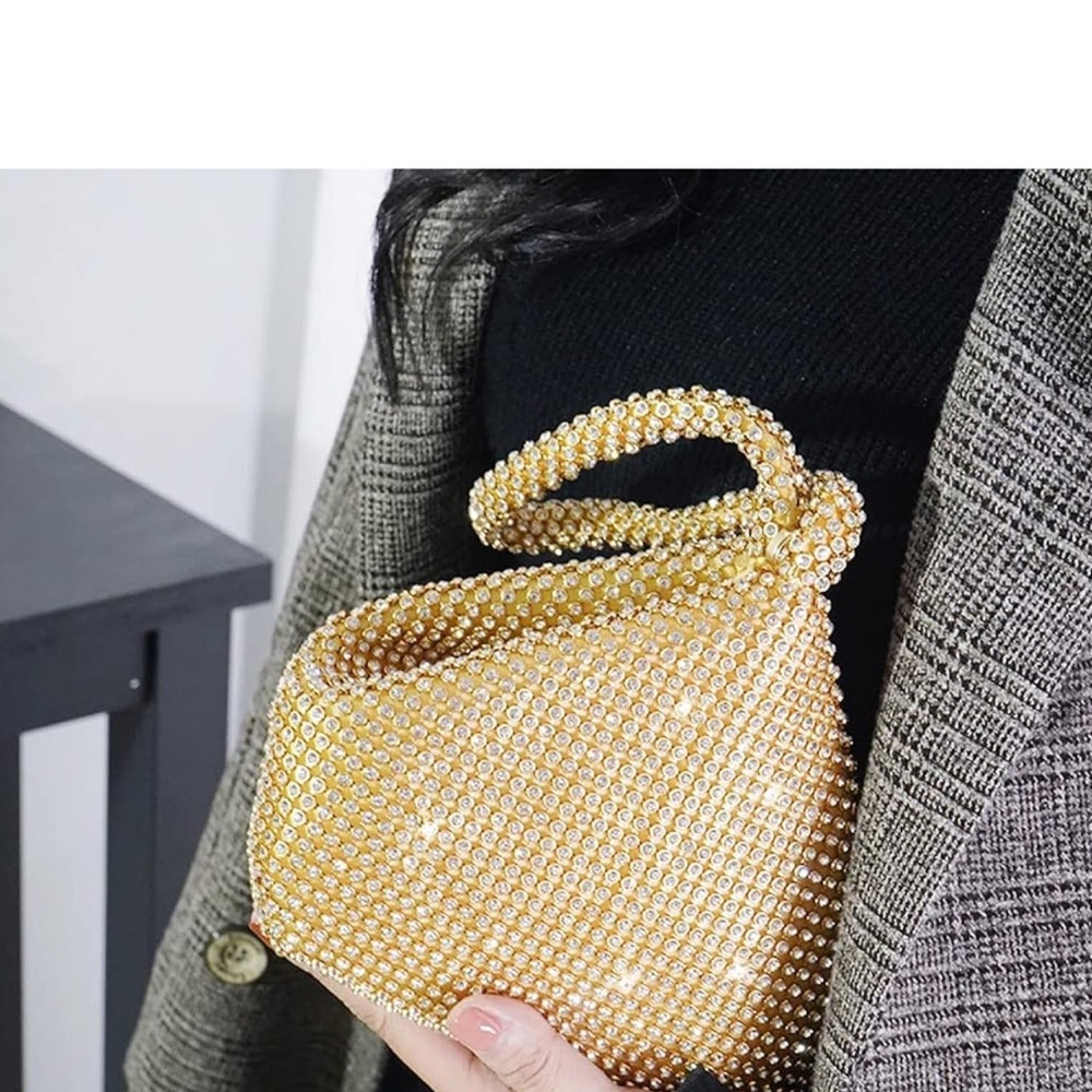 Champagne Gold Rhinestone Wristlet with Vintage Charm